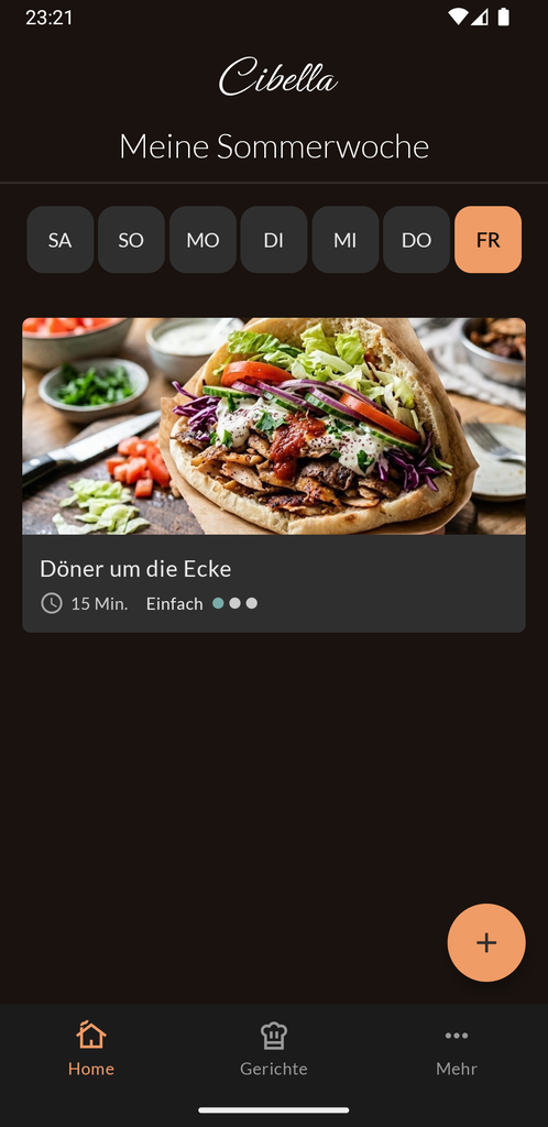 Cibella App: Wochenplan mit Döner um die Ecke als ganz normalem Gericht